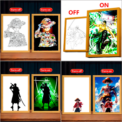 ONE PIECE Anime LED Light Painting Photo Frames