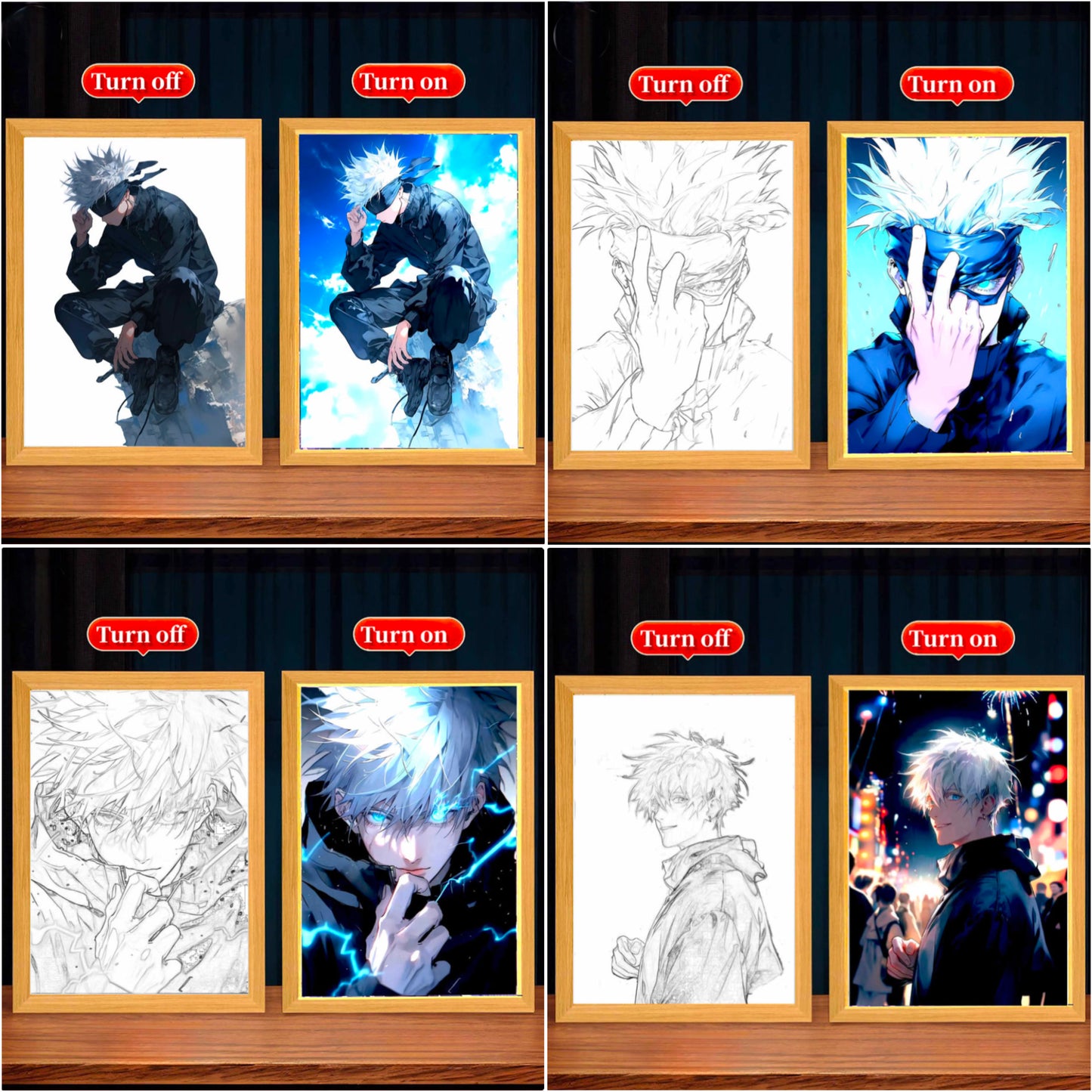 GOJO SATORU Jujutsu Kaisen LED Light Painting Photo Frames