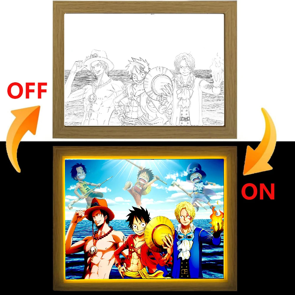 ONE PIECE Anime LED Light Painting Photo Frames