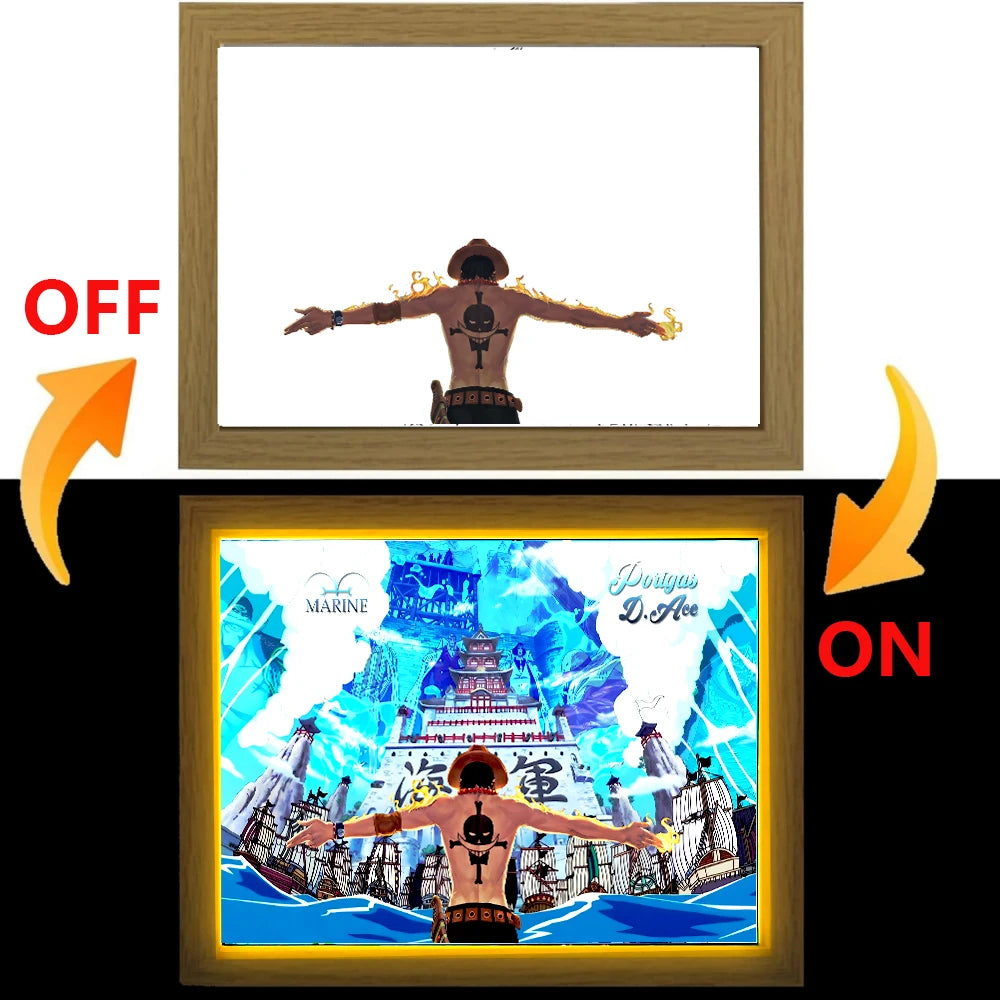 ONE PIECE Anime LED Light Painting Photo Frames