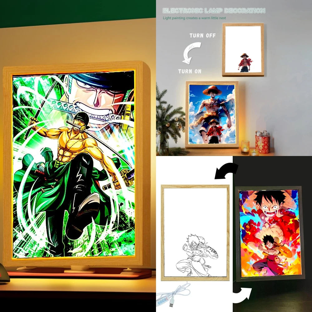 ONE PIECE Anime LED Light Painting Photo Frames