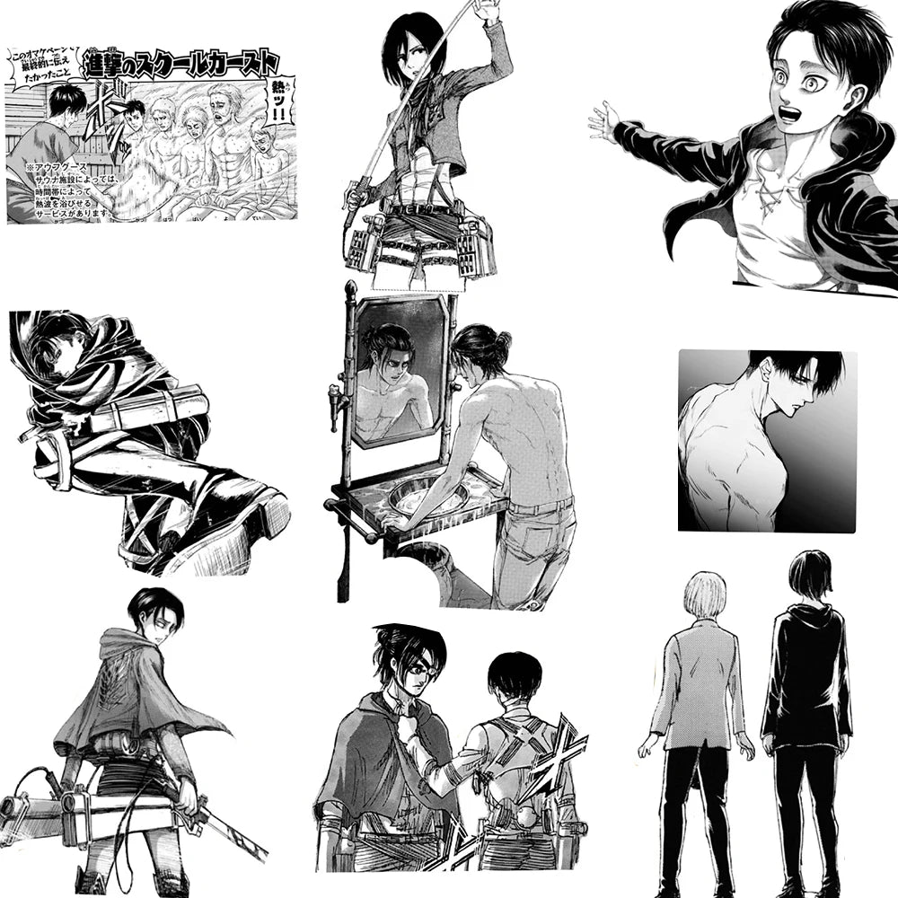 10/30/70pcs ATTACK ON TITAN Manga Style Stickers